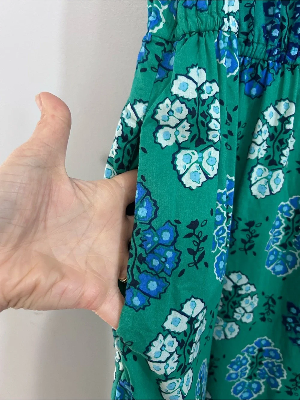 J. Crew Green Floral Short-Sleeve Midi Dress 4 - Picture 6 of 16